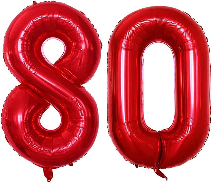 Number 80 Balloons for 80th Birthday Party Decorations, 42 Inch Jumbo Foil by GOER