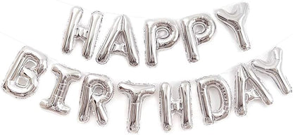 16 Inch Silver Happy Birthday Balloons Banner, Aluminum Foil Letters Happy by VHUWE