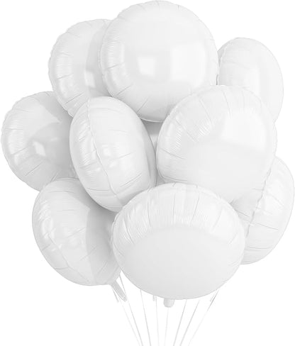 20PCS White Round Shaped Balloons, 18 Inch Round Foil Balloon, Giant Round by Paready