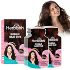 Herbishh Bubble Foam Hair Dye Shampoo, 3 in 1 Dye for 100% Grey Coverage, Permanent Hair Coloring for Men & Women, Long-lasting & Travel-friendly, Ammonia-free, 10 Sachet x 24 ml (Dark Brown)