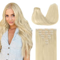 GOO GOO Clip in Hair Extensions Real Human Hair, Remy Human Hair Extensions Clip ins for Women, Natural Human Hair, 20inch 110g 7Pcs, 60A Platinum Blonde