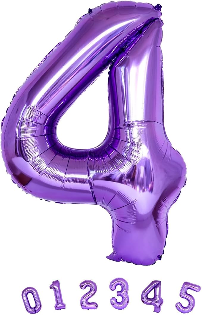 40 Inch Number Balloons 4 for Kids, Large Purple Number Balloon - Image 9