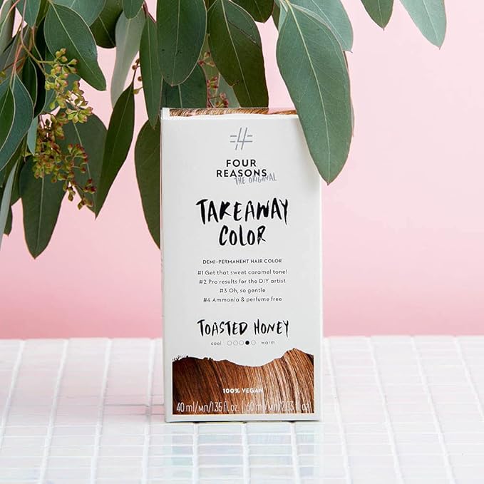 Four Reasons Original Takeaway Color - Toasted Honey – 7.74 Light Copper Brown - Demi-Permanent Hair Color - Ammonia-Free and Fragrance-Free Hair Dye - 100% Vegan & Cruelty Free
