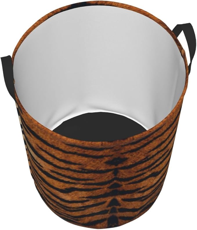 Tiger Animal Texture Round Laundry Hamper Storage Basket Toys Clothes Organizer - Image 2