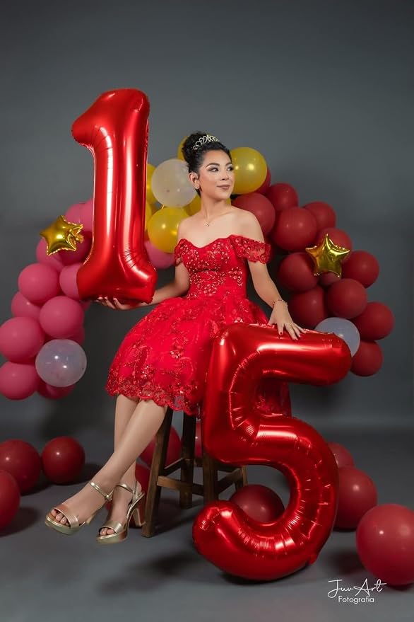 10 Balloon Number 40 Inch Red Balloons - Image 2