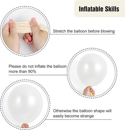 RUBFAC 135pcs Pearl White Balloons, Latex Balloon Different Sizes 18 12 10 5 - Image 3