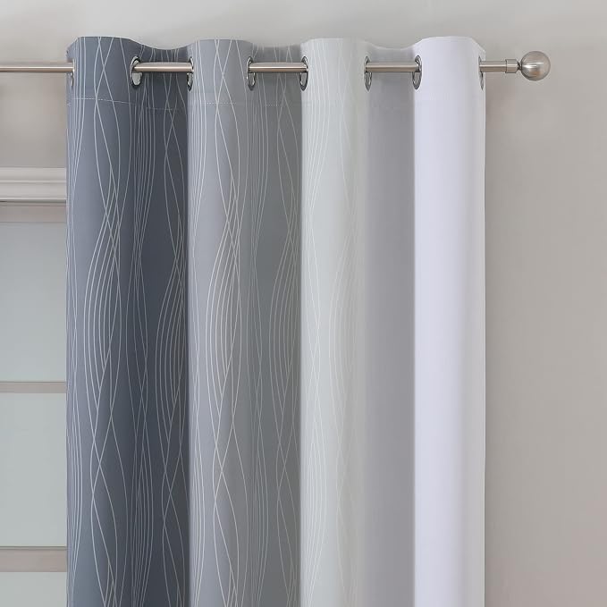 Grayish White and Grey Blackout Curtains - Image 3