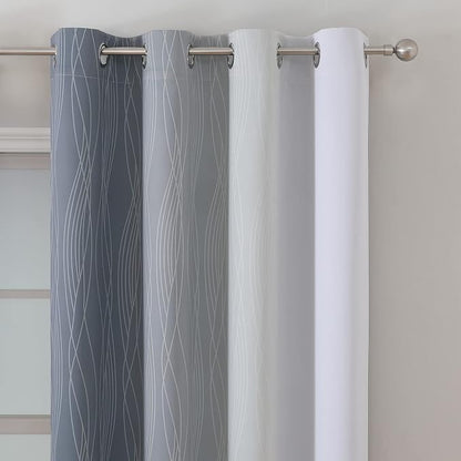 Grayish White and Grey Blackout Curtains - Image 3