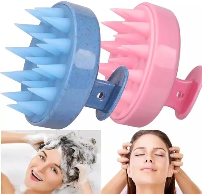 Silicone Scalp Massager for Hair Growth – Shampoo Brush for Shower, Dandruff & Dry Scalp Relief – Soft Silicone Hair Scrubber Lake-Blue