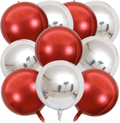 22 Inch Red and Silver Foil Balloons by KALOR