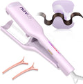 NOVUS Curling Iron Hair Crimper Waver - 1.25 Inch Anti-Scald Waves Curling Wand, Ionic Deep Waver Hair Curler Tool with Ceramic 2 Barrel for All Hair Types, Auto Shutdown Protection