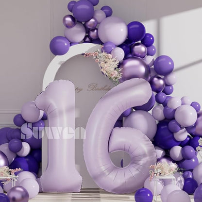 SUWEN 40 Inch Light Purple Lavender Big 16 Balloon Number Foil Helium 0-9 | - Image 4