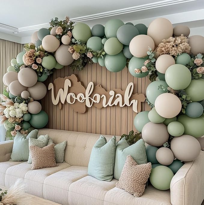 Dusty Green White Sand Balloon Garland - Image 8