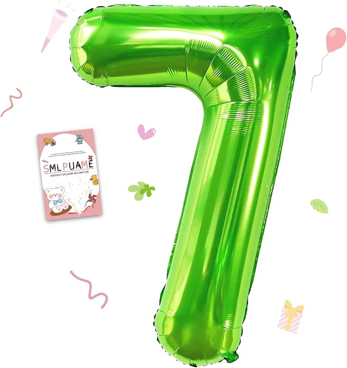 40 inch Number Balloon 0-9 Green Large Number 7 Balloons, Digital Balloons by Smlpuame