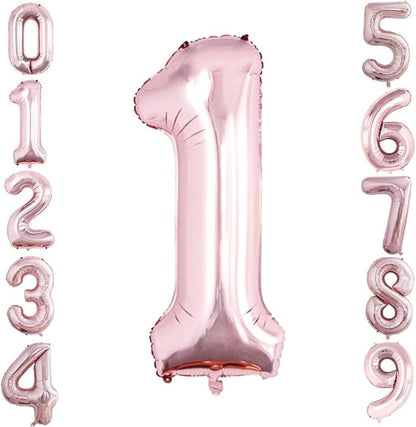 Rose Gold Foil Balloons Number 1, Huge Number Balloons by GOER