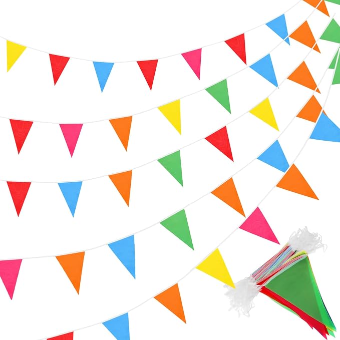 Tatuo 200 Feet Solid Pennant Banners Flags String Triangle Hanging DIY Bunting by Tatuo