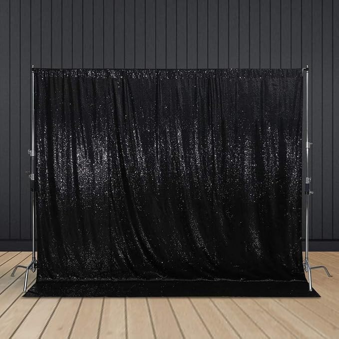 Juya Delight Black Sequin Backdrop, 20FTx10FT NO See-Through Photobooth by JuyaDelight