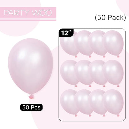 PartyWoo Pearl Pink Balloons 50pcs Light Pastel Baby Pale Pink Color | 12 Inch - Image 6