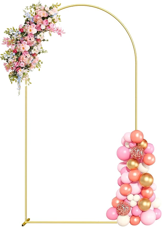 6.6FT Metal Arch Backdrop Stand Gold Balloon Arch Frame by Hzdeying