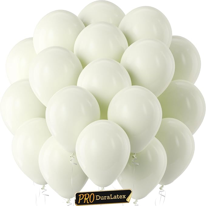 Pro Duralatex Ivory White Extra-Thick Balloons 120 Pack 10 inch | Cream Beige by Bezente