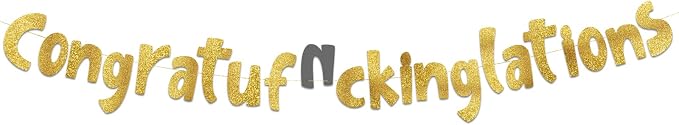 Pre-Strung Congratulations Party Gold Glitter Banner by SterlingJamesCo
