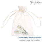 French Amie Clic Clac Ivory Large 2 3/4" Cellulose Handmade in France Set of 2 Snap Hair Pin Clips for Women and Girls