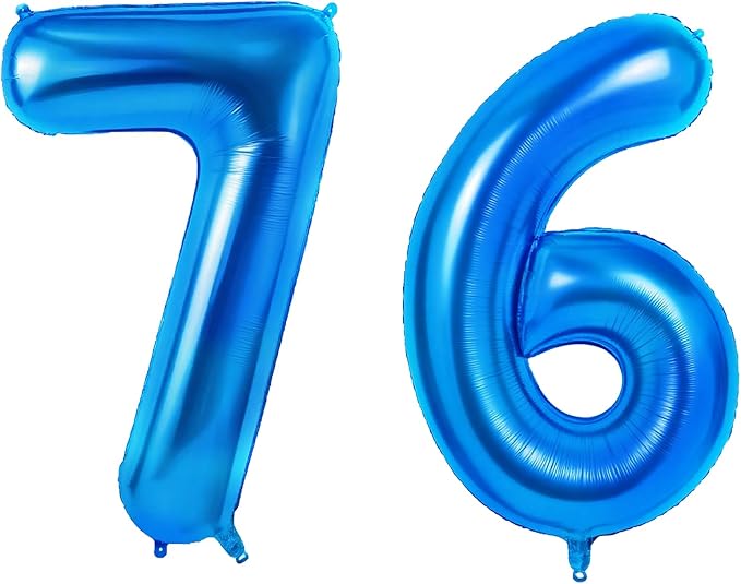 Number 76 Balloons for 76th Birthday Party Decorations, 0-100 Large No.76 by Joycard