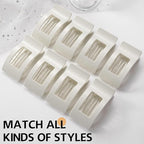 8 Pack Flat Hair Clips for Women – Sleek Non-Slip Claw Clips with Strong Hold, Minimalist Hair Accessories for Bridal, Office, or Everyday Wear (Glossy White)