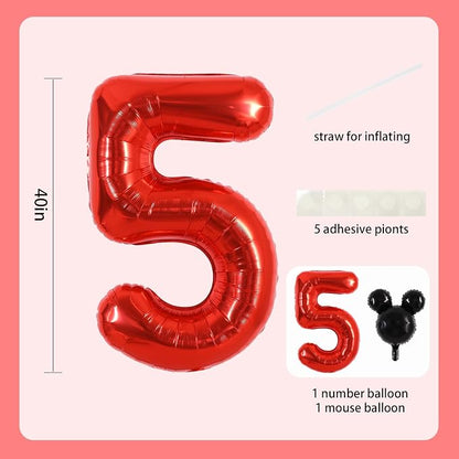 40 Inch Red Foil Number 5 Balloon - Image 2