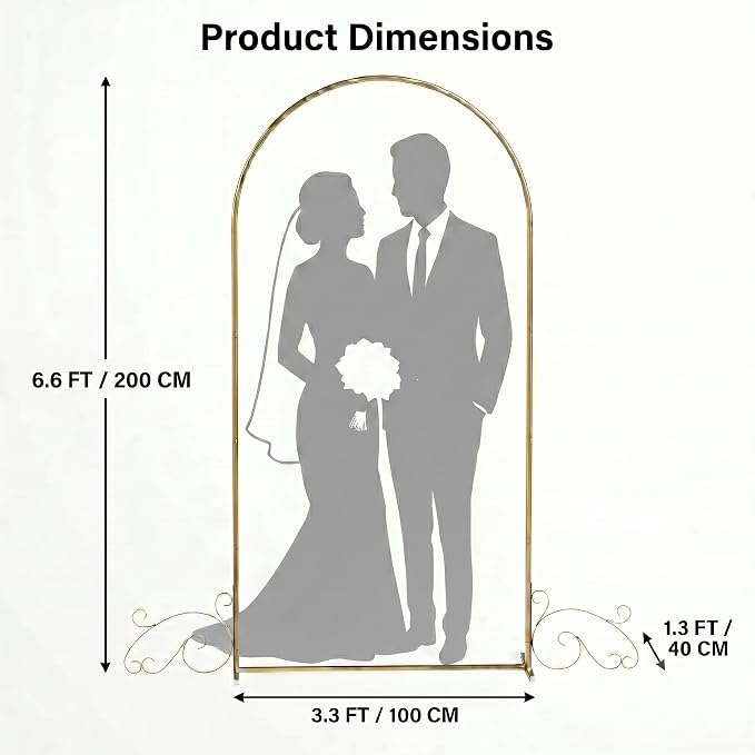 6.6FT Gold Metal Arch Backdrop Stand, Curved Wedding Arch - Image 2