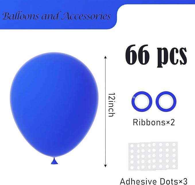 Voircoloria 66pcs Blue Latex Party Balloons, 12inch | - Image 2
