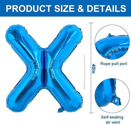 TONIFUL 40 Inch Large Blue Letter X Foil Balloons Alphabet Balloons | Giant - Image 2