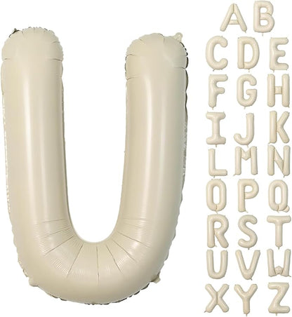 Cream U Letter Balloons, 40 Inch Letter U Balloon Beige, Helium Custom Letter by Dagelar