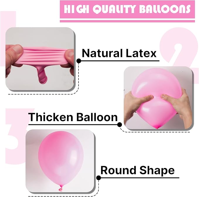 PartyWoo Pink Balloons 100pcs Matte Latex Helium Balloons 12 Inch | Girl Baby - Image 8