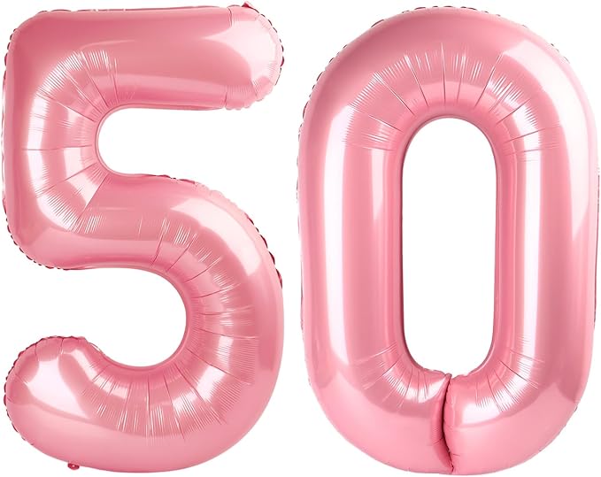 50 Balloon - Pastel Pink Birthday Number Balloons, 40 Inch Decorations | Pastel by ALPHADELTAPI