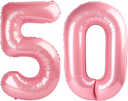 50 Balloon - Pastel Pink Birthday Number Balloons, 40 Inch Decorations | Pastel by ALPHADELTAPI