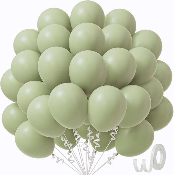 Sage Green Balloons 12 inch, Dusty Green 50pcs Party Balloons | Wedding by Awenztech
