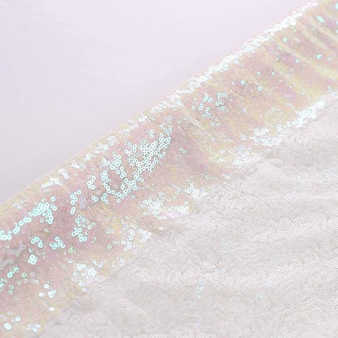 Eternal Beauty White Iridescent 3mm Sequin Backdrop 20x10 Ft - Image 9