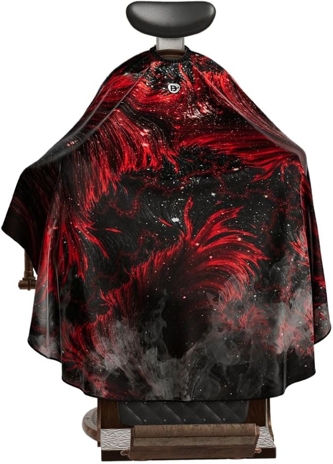 Professional Barber Cape - Hair Cutting Cape with Adjustable Neck Closure, Salon Quality Styling Cape for Hairdressers and Barbers - Red