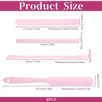 4 PCS Non-Stick Wax Spatulas Set, Silicone Wax Applicator Different Sizes Scrapers Reusable Silicone Stirring Stick For Home Salon Body Use (Pink)