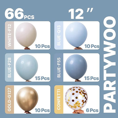 PartyWoo Dusty Blue Balloons 66pcs Pack Light Blue Latex Balloons | Baby Slate - Image 2