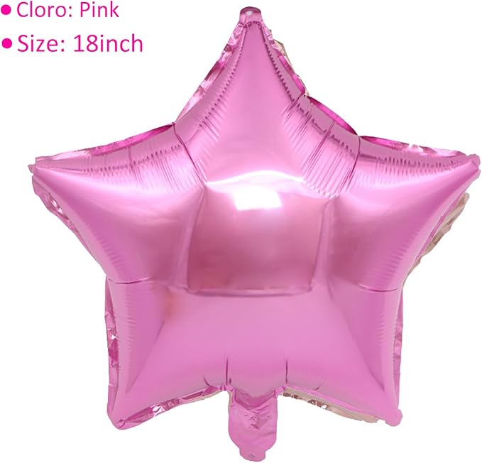 MEETINGU Pink 18 Inch Foil Mylar Star Balloons 10PCS Party Decorations | Pink - Image 2