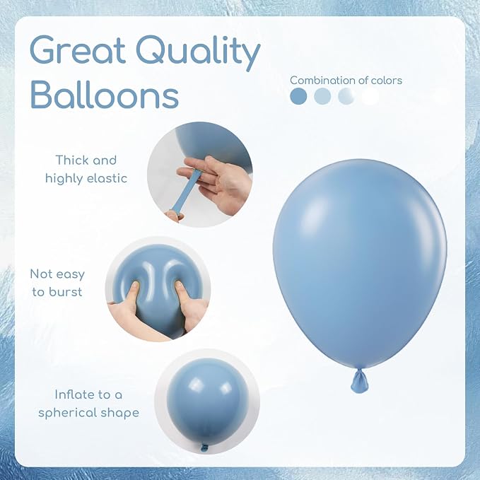 60pcs Dusty Blue Balloons 12inch - Image 3