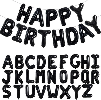 TONIFUL 65 Pcs 16 Inch Black Happy Birthday Balloons and 2 Sets A-Z Foil by TONIFUL