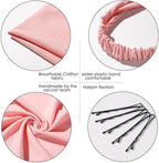 6 Pack Hair Scarf Headband for Women Elastic Bandana Head Scarf Large Boho Triangle Kerchief with Clips Non Slip Scarves