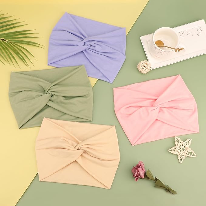 Extra Wide Headbands for Women Large Turban Headband Non Slip Boho Elastic Hairband Hair Twisted Knot Head Bands Accessories