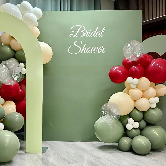 Red Green Nude White Balloon Garland Arch Kit - Image 5