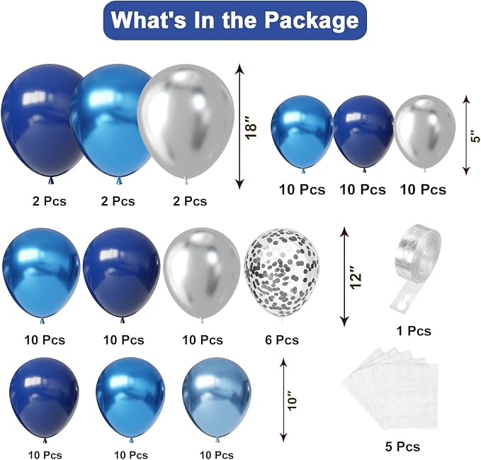 Blue Balloon Arch Kit, Graduation Decoration - Image 2