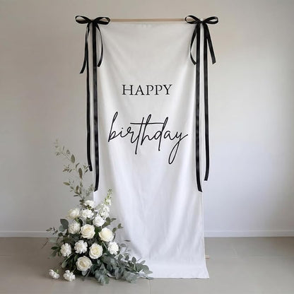 Tingjoo 27 × 78 Inch Happy Birthday Fabric Banner Long Birthday Party - Image 4
