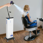 Nano Mist Hair Steamer, 1300W Professional Hair & Scalp Care Machine with 9 Steam Settings, 800ml Tank, Negative Ion & Blue Light Therapy, Rolling Stand for Salon & Home Use, Deep Conditioning, White